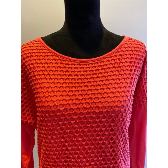 Ruby Rd. Womens Blouse Size Medium Top Tangerine Orange Unique Overlay + Stretch - Picture 2 of 8